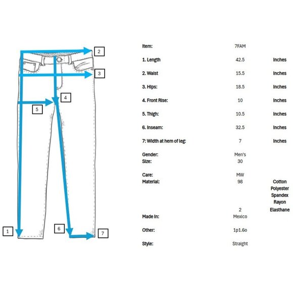 READ 7 For All Mankind 7FAM Rhigby Mens Straight Leg Jeans 30 32 Dark Wash - Picture 8 of 8